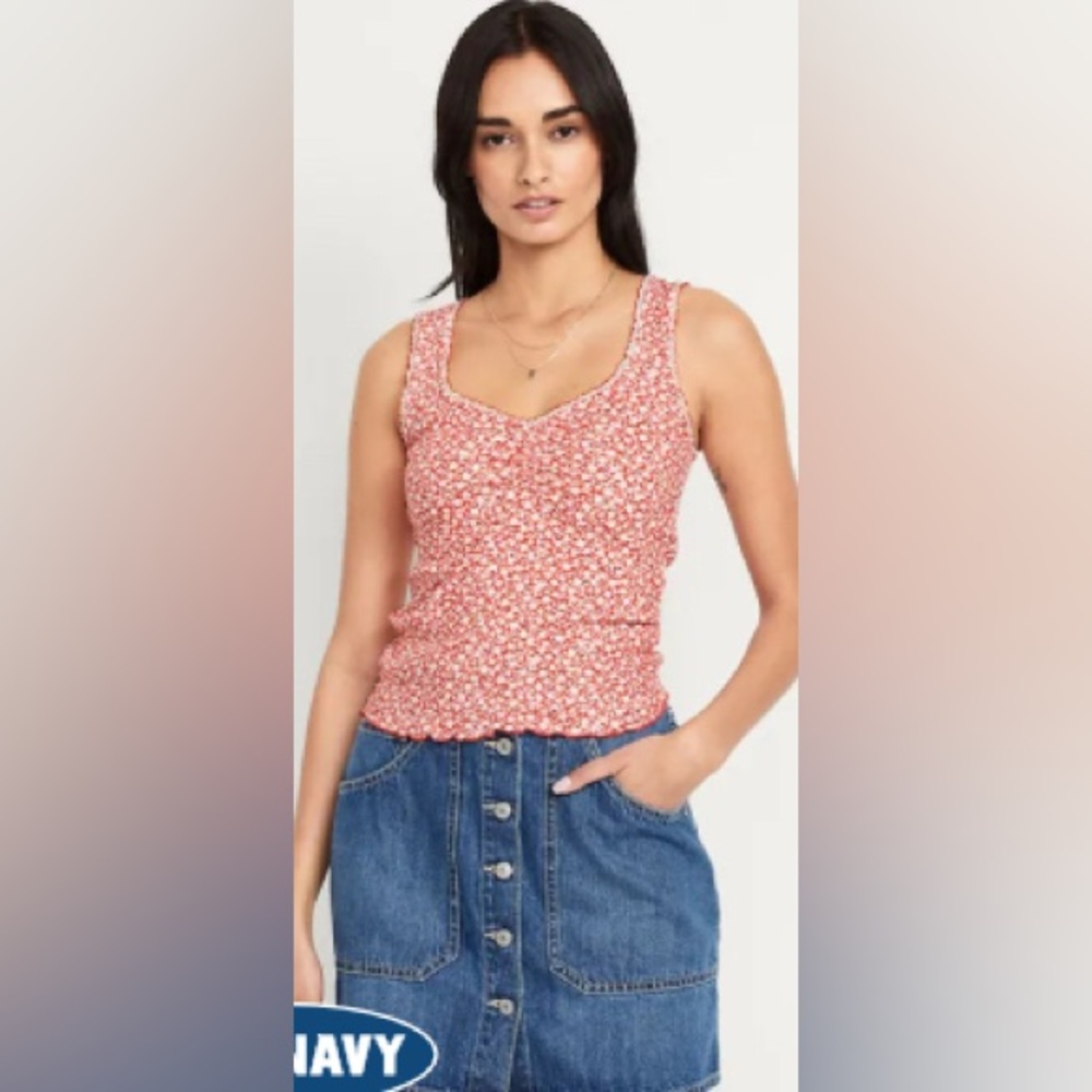 Ribbed cinched front tank top in tall by old navy